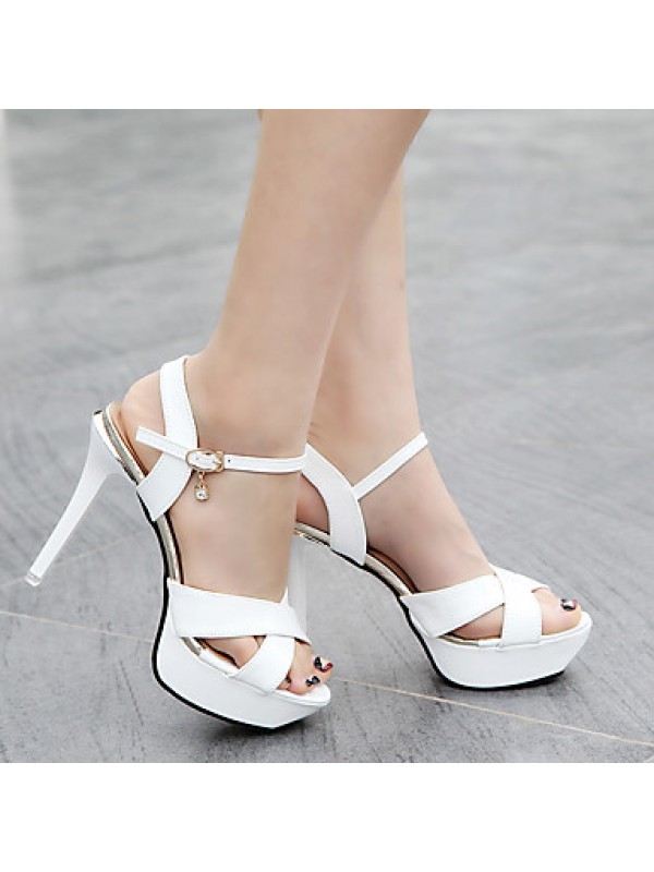 Women's Shoes PU Stiletto Heel Heels / Peep Toe Sandals Office & Career / Party & Evening / Casual Pink / Purple