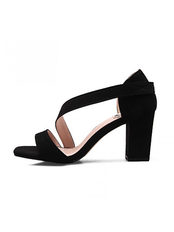 Women's Sandals Square Toe Fleece heels Chunky Summer Sandal with Magic Tape Dress/Casual More Colors Available