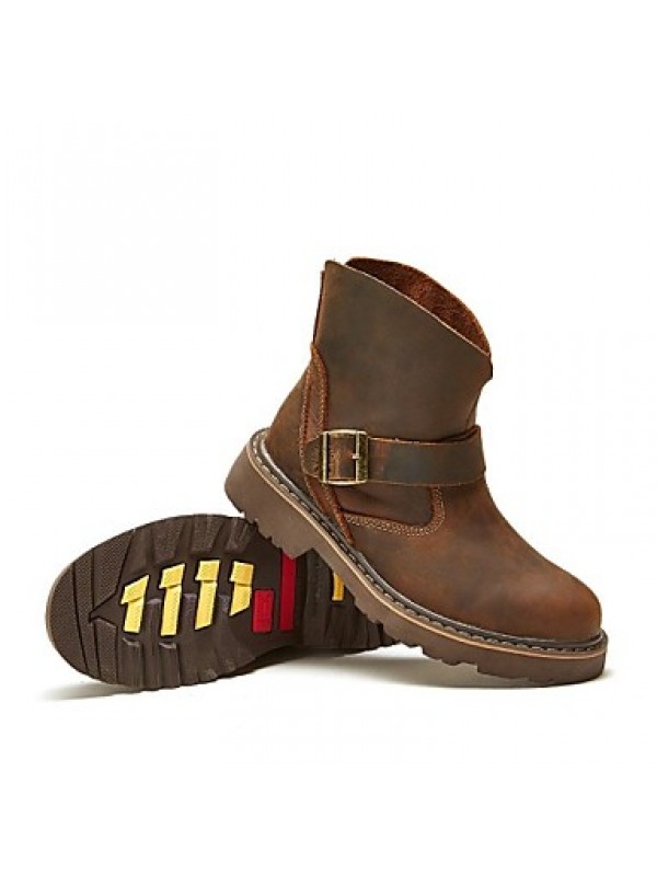 Shoes Outdoor / Office  Career / Party  Evening / Athletic / Casual Leather Boots Brown  