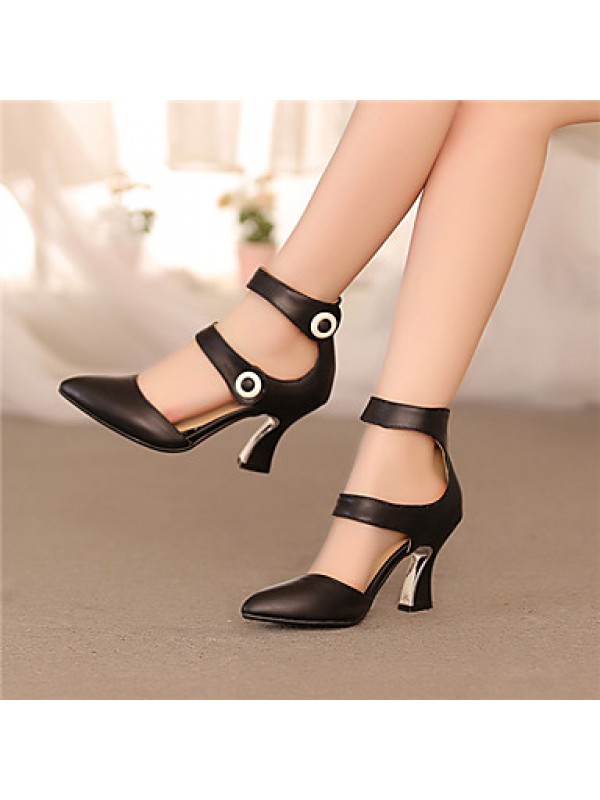 Women's / Girl's Heels Summer / Fall Heels Leatherette Dress Kitten Heel Buckle / Others Pink / Red / White  