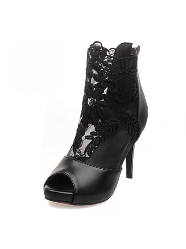 Women's Shoes Stiletto Heel Peep Toe / Platform Sandals Wedding / Party & Evening / Dress Black / White