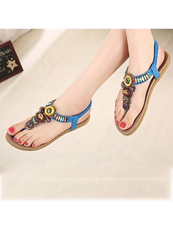 Women's Summer Slingback / Patent Leather Casual / Dress Flat Heel Sparkling Glitter Black / Blue / Khaki