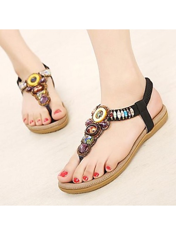 Women's Summer Slingback / Patent Leather Casual / Dress Flat Heel Sparkling Glitter Black / Blue / Khaki