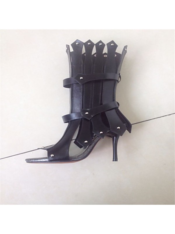 Women's Shoes Leatherette Stiletto Heel Heels / Peep Toe Sandals / Heels Party & Evening / Dress / Casual Black / White