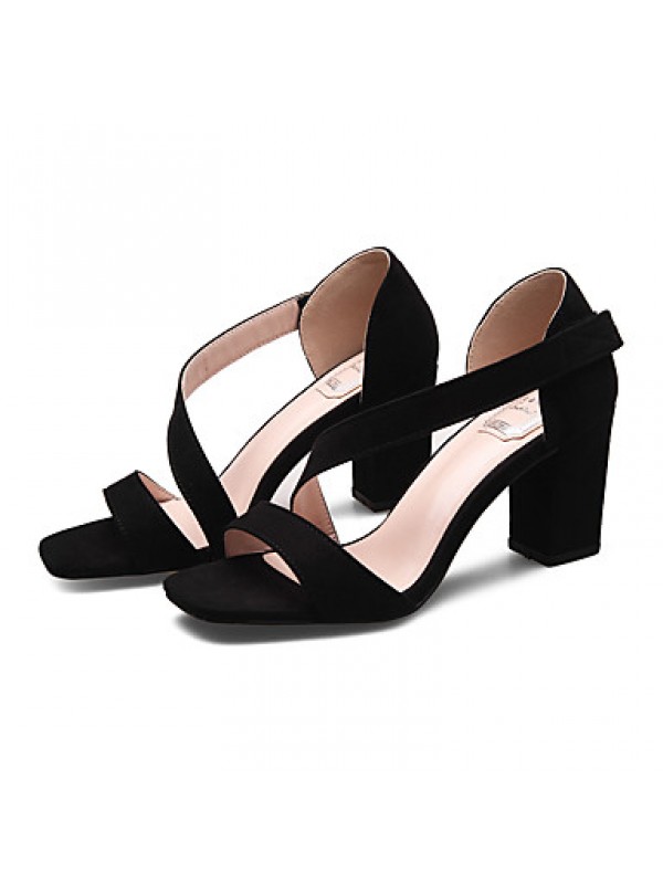Women's Sandals Square Toe Fleece heels Chunky Summer Sandal with Magic Tape Dress/Casual More Colors Available