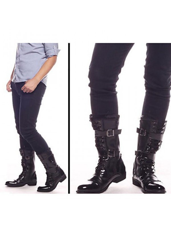Shoes Outdoor / Office  Career / Party  Evening / Dress / Casual Canvas / Patent Leather Boots Black  