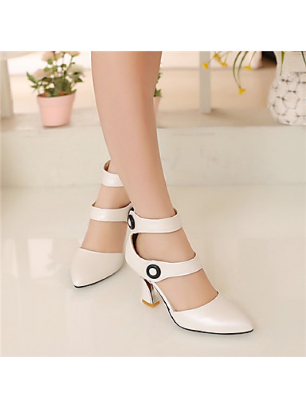 Women's / Girl's Heels Summer / Fall Heels Leatherette Dress Kitten Heel Buckle / Others Pink / Red / White  