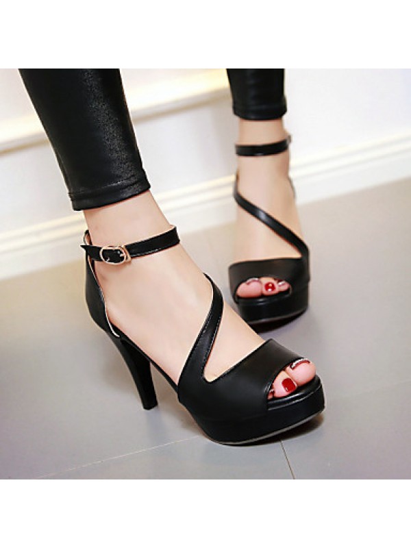 Women's Shoes Cone Heel Peep Toe / Platform Sandals Wedding / Dress Black / Blue / Pink / White / Beige