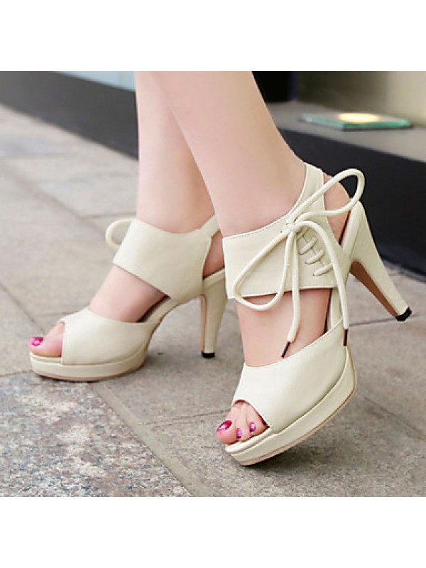 Women's Shoes Heel Heels / Peep Toe / Platform Sandals / Heels Outdoor / Dress / Casual Black / Pink / Beige