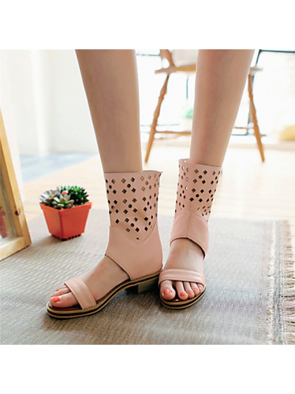 Women's Shoes Chunky Heel Gladiator / Open Toe Sandals Outdoor / Dress / Casual Black / Blue / Pink / White