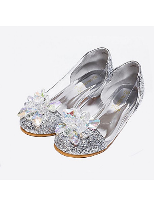 Girls Cinderella Glass Slipper Princess Crystal Shoes Soft Bottom Dress shoes Leather Princess Shoes Performance shoes  