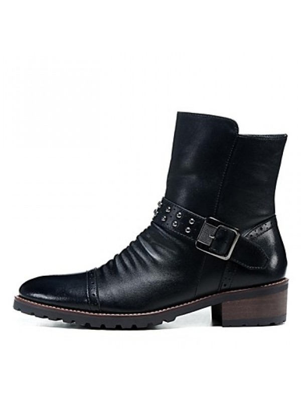 Shoes Wedding / Party  Evening / Casual Leather Boots Black  