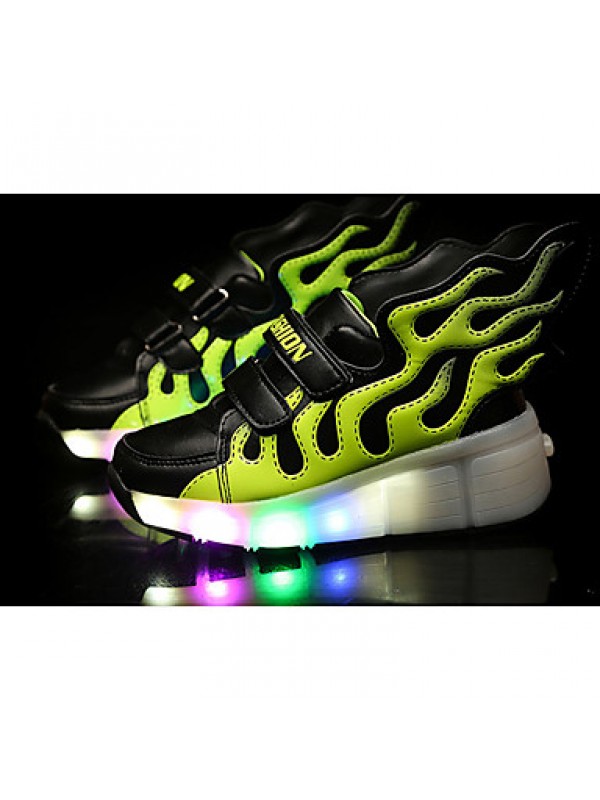 LED's Shoes Girl's Flats Summer Roller Skate Shoes PU Casual Flat Heel LED Blue / Yellow / Red Others  