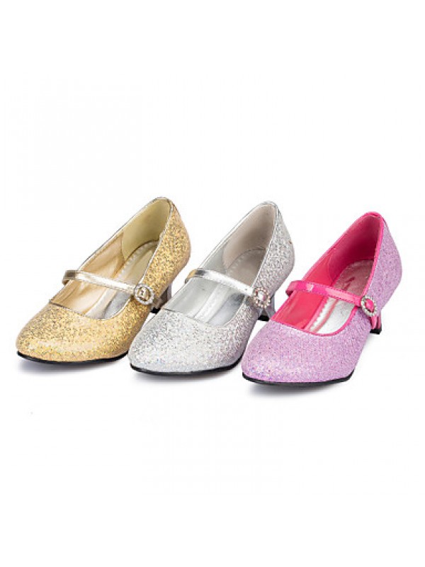 Girls' Shoes Wedding/Party & Evening Round Toe Stretch Satin Pumps/Heels Pink/Silver/Gold  