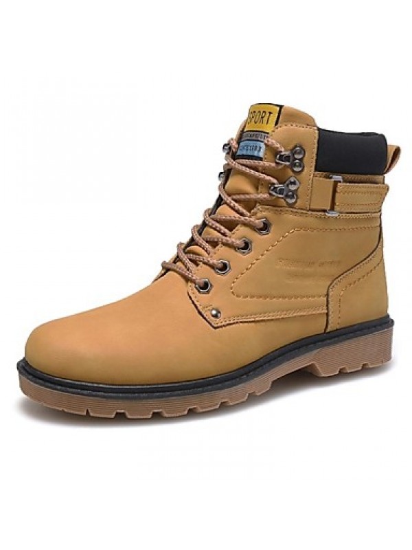 Shoes Leatherette Casual Boots Casual Flat Heel Lace-up Black / Yellow  