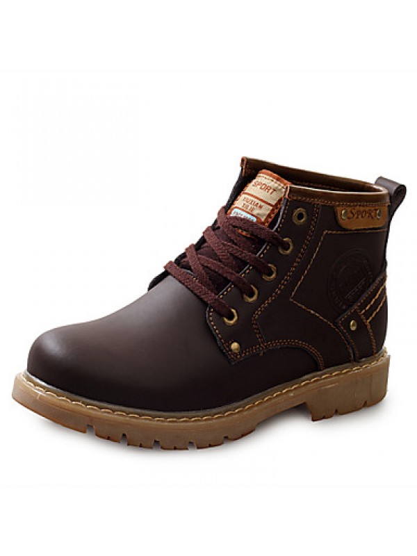Shoes Leather Office  Career / Casual Boots Office  Career / Casual Flat Heel Lace-up Black / Brown  