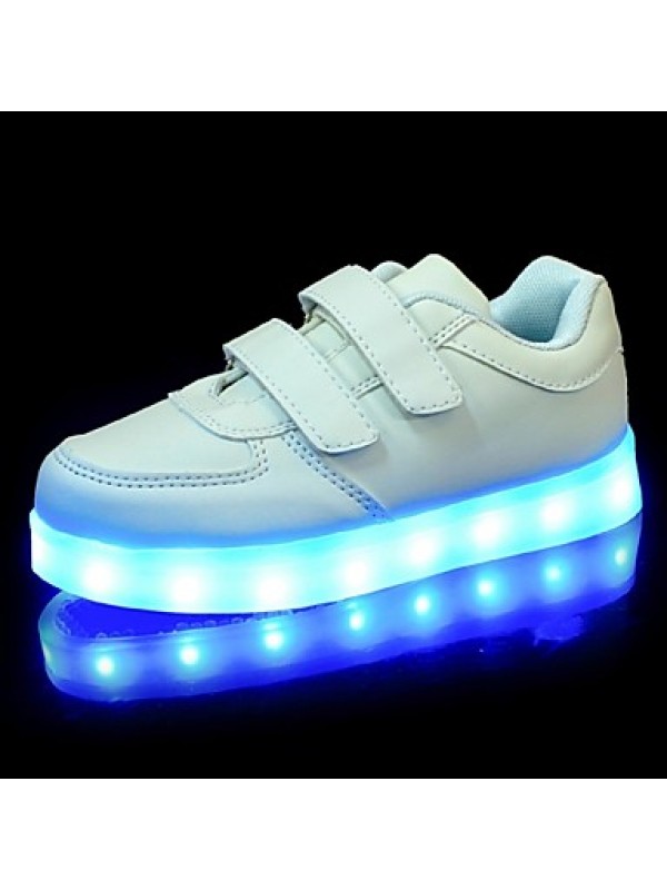 Girl's LED'S Shoes Sneakers Comfort / Flats Party / Athletic / Casual Flat Heel Magic Tape / LED Black / White  