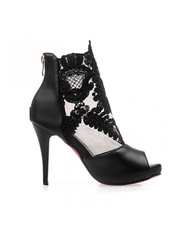 Women's Shoes Stiletto Heel Peep Toe / Platform Sandals Wedding / Party & Evening / Dress Black / White
