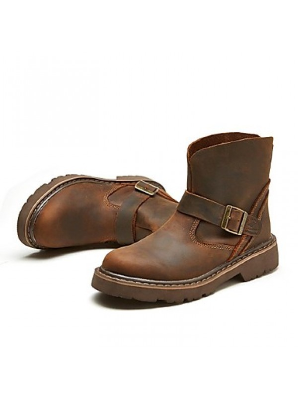 Shoes Outdoor / Office  Career / Party  Evening / Athletic / Casual Leather Boots Brown  