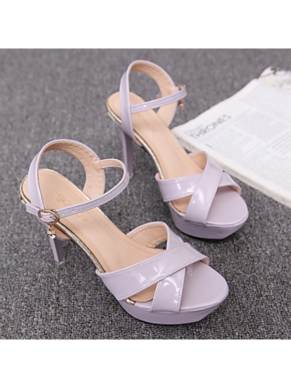 Women's Shoes PU Stiletto Heel Heels / Peep Toe Sandals Office & Career / Party & Evening / Casual Pink / Purple