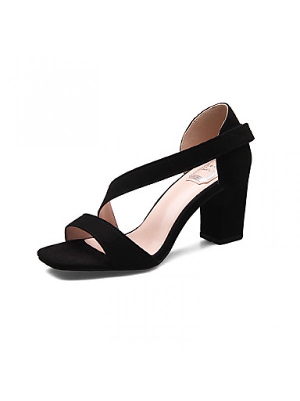 Women's Sandals Square Toe Fleece heels Chunky Summer Sandal with Magic Tape Dress/Casual More Colors Available