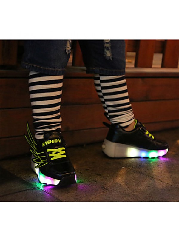 LED's Shoes Girl's Flats Summer Roller Skate Shoes PU Casual Flat Heel LED Black / Royal Blue / Fuchsia / Orange Others  
