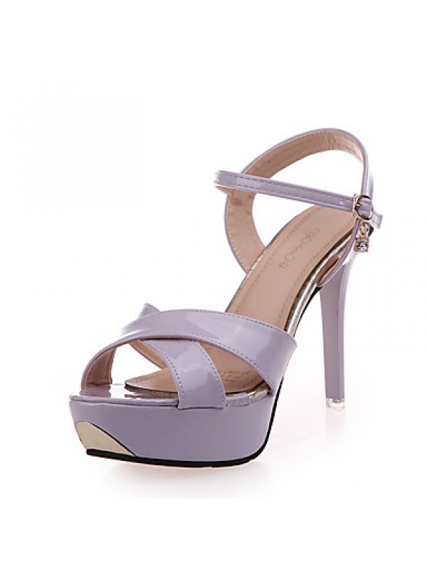 Women's Shoes PU Stiletto Heel Heels / Peep Toe Sandals Office & Career / Party & Evening / Casual Pink / Purple