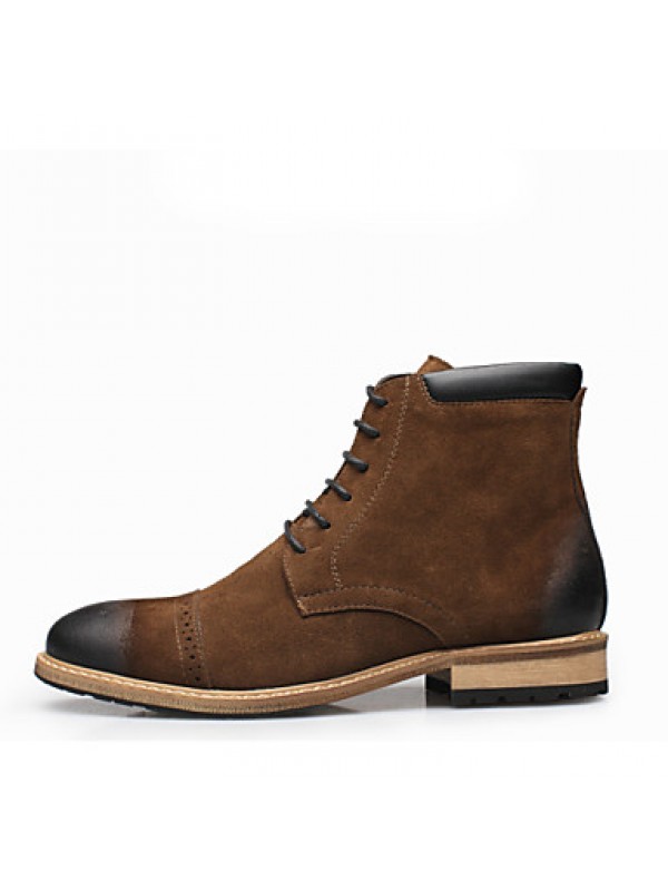 Shoes Leather Casual Boots Casual Low Heel Lace-up Black / Brown  