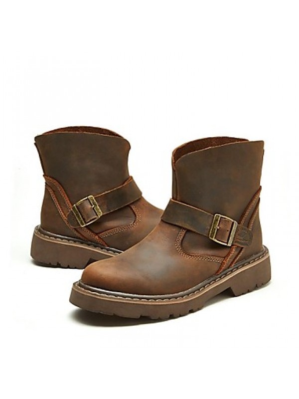 Shoes Outdoor / Office  Career / Party  Evening / Athletic / Casual Leather Boots Brown  
