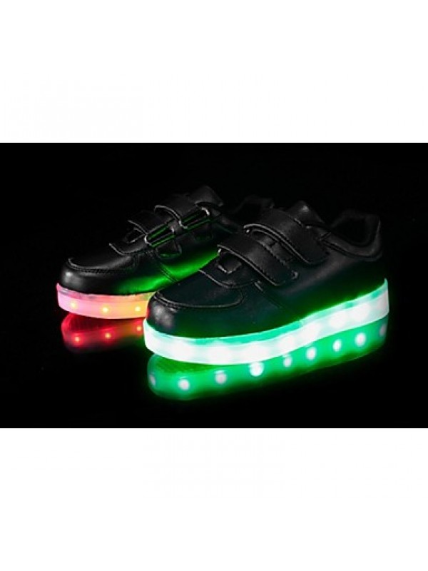 Girl's LED'S Shoes Sneakers Comfort / Flats Party / Athletic / Casual Flat Heel Magic Tape / LED Black / White  