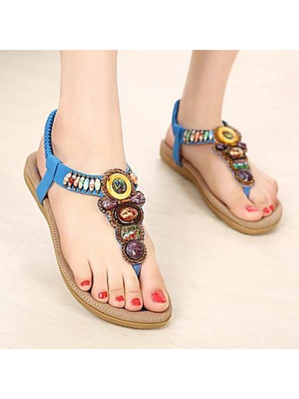 Women's Summer Slingback / Patent Leather Casual / Dress Flat Heel Sparkling Glitter Black / Blue / Khaki