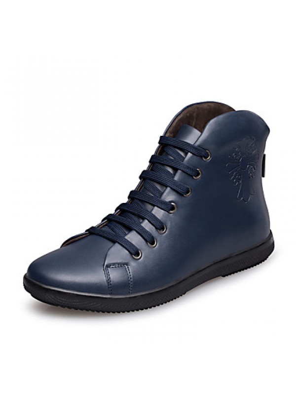 Shoes Leather Outdoor / Office  Career / Casual Boots Outdoor / Office  Career / Casual Flat Heel Lace-up Black / Blue  