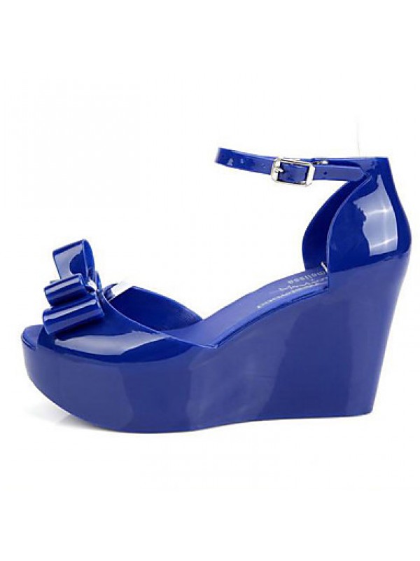 Women's Sandals Summer Slingback Rubber Casual Wedge Heel Bowknot