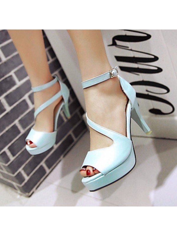 Women's Shoes Cone Heel Peep Toe / Platform Sandals Wedding / Dress Black / Blue / Pink / White / Beige