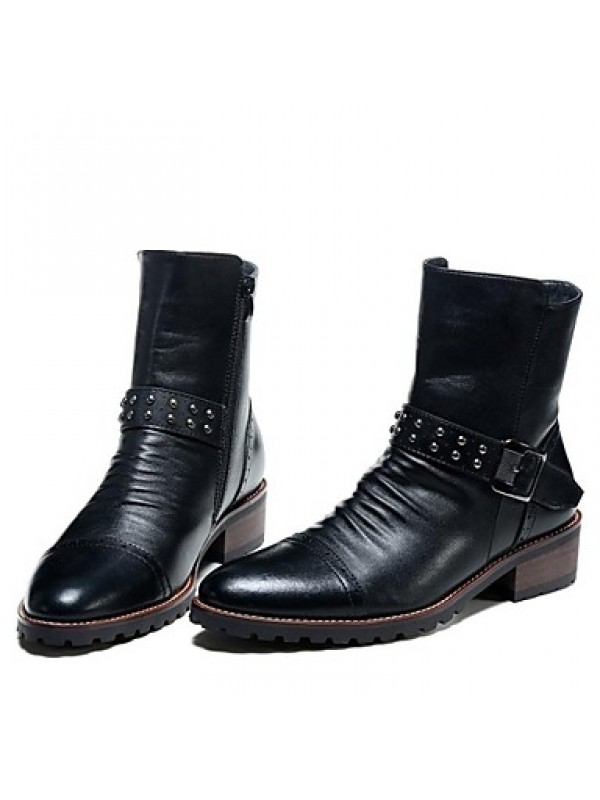 Shoes Wedding / Party  Evening / Casual Leather Boots Black  