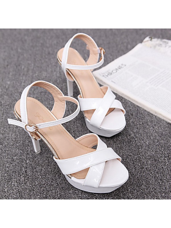 Women's Shoes PU Stiletto Heel Heels / Peep Toe Sandals Office & Career / Party & Evening / Casual Pink / Purple