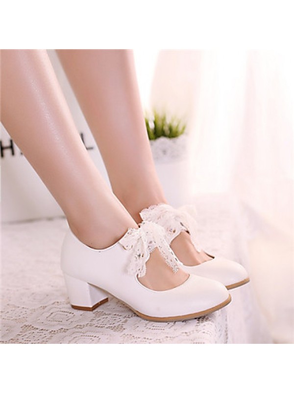 Girls' Shoes Casual Heels/Round Toe  Pumps/Heels Blue/Pink/White  