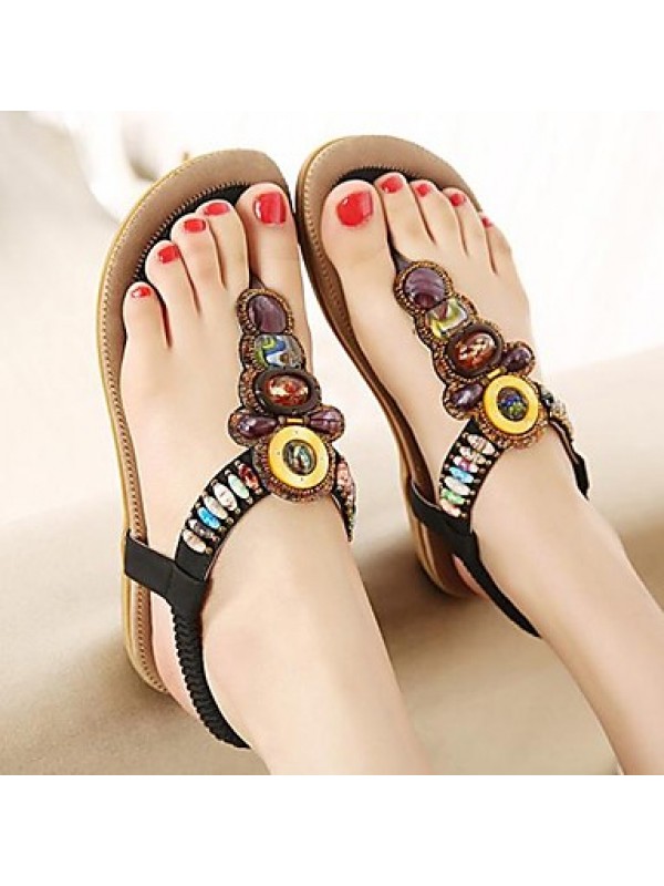 Women's Summer Slingback / Patent Leather Casual / Dress Flat Heel Sparkling Glitter Black / Blue / Khaki