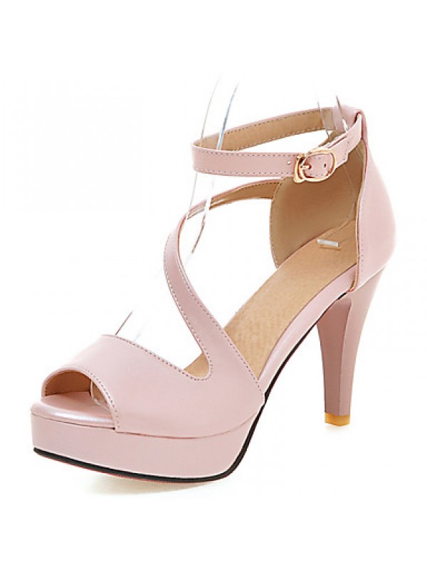 Women's Shoes Cone Heel Peep Toe / Platform Sandals Wedding / Dress Black / Blue / Pink / White / Beige