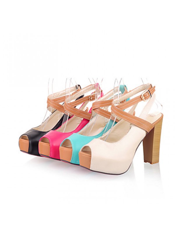 Women's Shoes Chunky Heel Heels/Open Toe Sandals Dress Black/Blue/Red/Beige