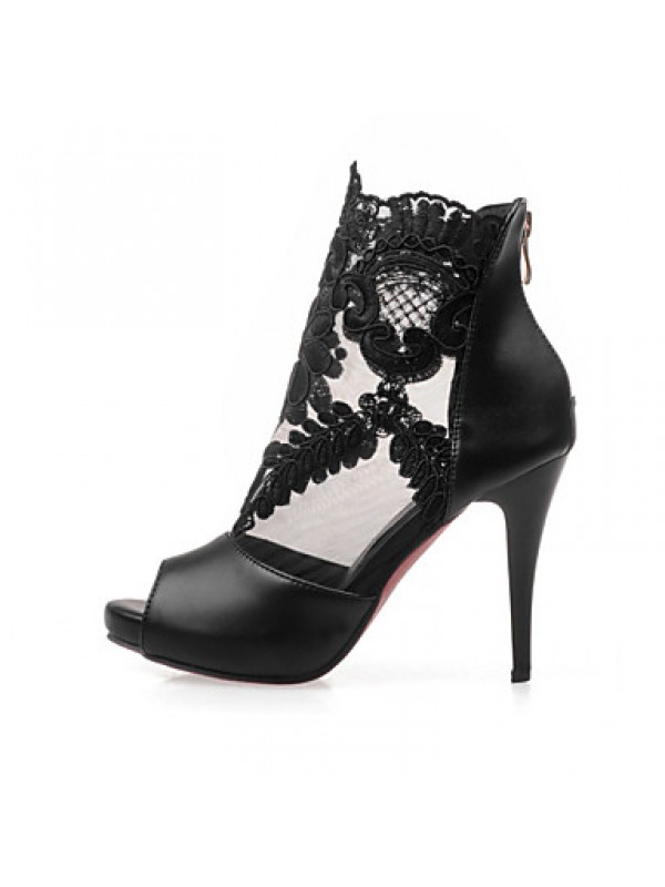 Women's Shoes Stiletto Heel Peep Toe / Platform Sandals Wedding / Party & Evening / Dress Black / White