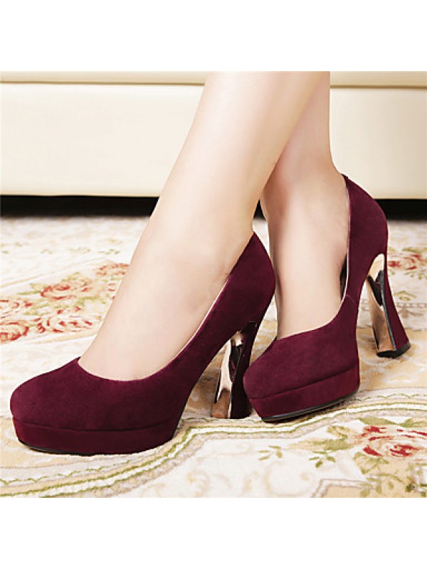 Women's Heels Fall Platform Suede Casual Chunky Heel Others Black / Burgundy Others