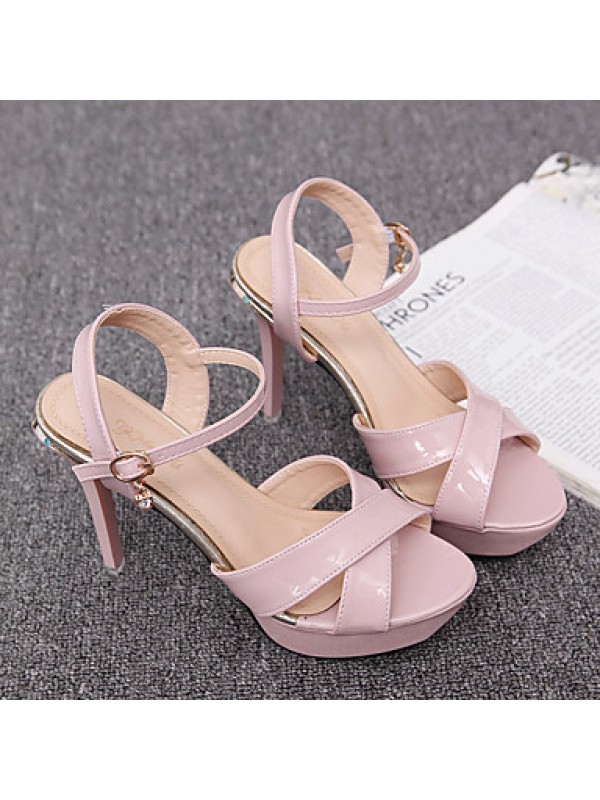 Women's Shoes PU Stiletto Heel Heels / Peep Toe Sandals Office & Career / Party & Evening / Casual Pink / Purple