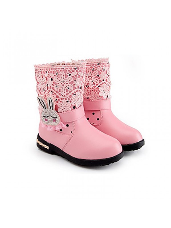 Girl's Boots Spring / Fall Combat Boots Synthetic Casual Flat Heel Zipper Pink / Red Others  