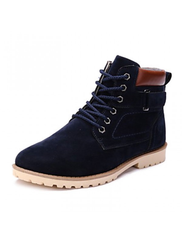 Shoes Fleece Casual Boots Casual Flat Heel Lace-up Black / Blue / Brown  