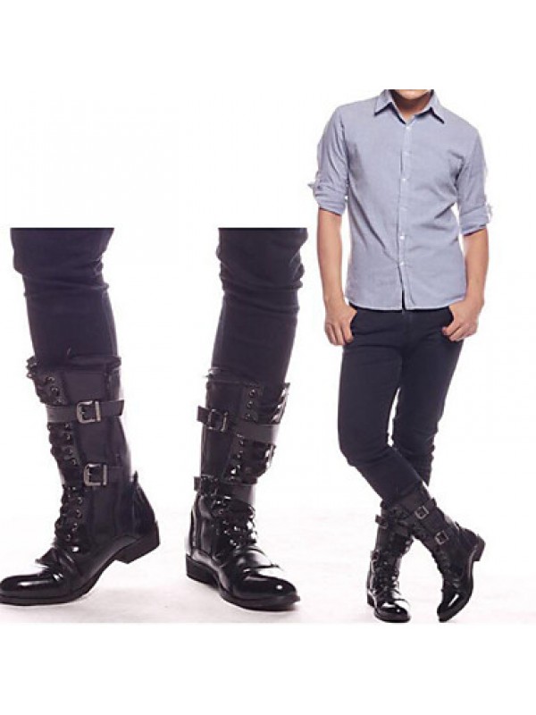 Shoes Outdoor / Office  Career / Party  Evening / Dress / Casual Canvas / Patent Leather Boots Black  