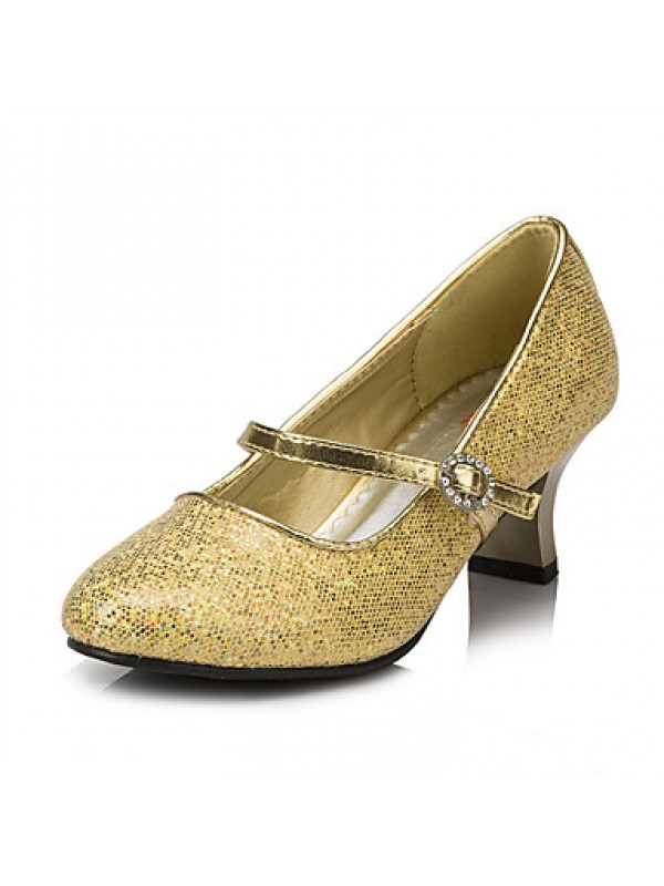 Girls' Shoes Wedding/Party & Evening Round Toe Stretch Satin Pumps/Heels Pink/Silver/Gold  