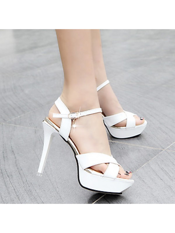 Women's Shoes PU Stiletto Heel Heels / Peep Toe Sandals Office & Career / Party & Evening / Casual Pink / Purple