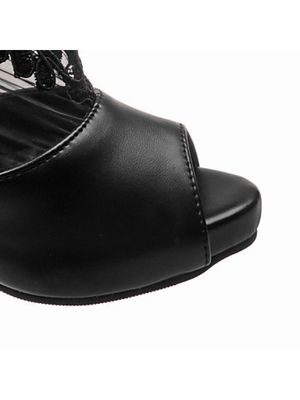 Women's Shoes Stiletto Heel Peep Toe / Platform Sandals Wedding / Party & Evening / Dress Black / White