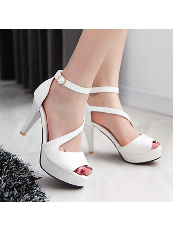 Women's Shoes Cone Heel Peep Toe / Platform Sandals Wedding / Dress Black / Blue / Pink / White / Beige